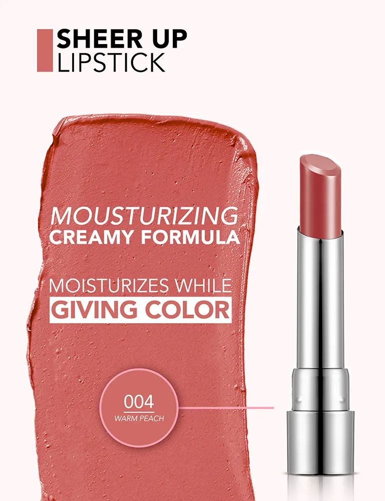 Flormar Sheer Up Lipstick, 004 Warm Peach