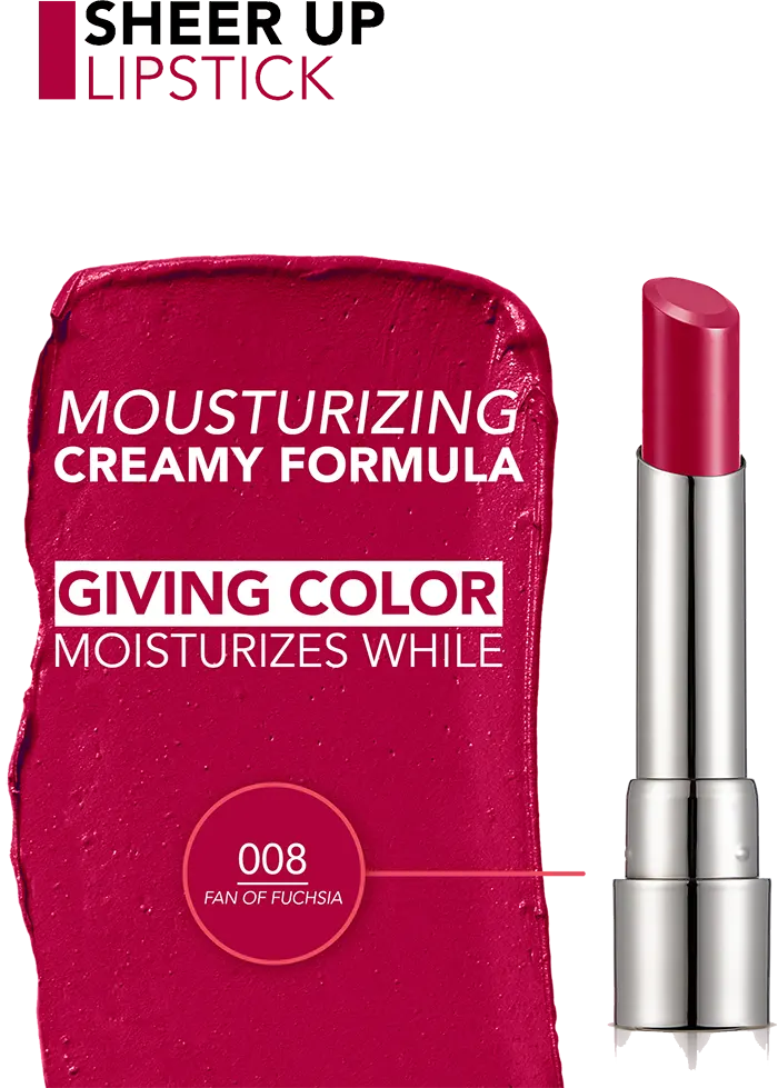 Flormar Sheer Up Lipstick, 008 Fun Of Fuchsia