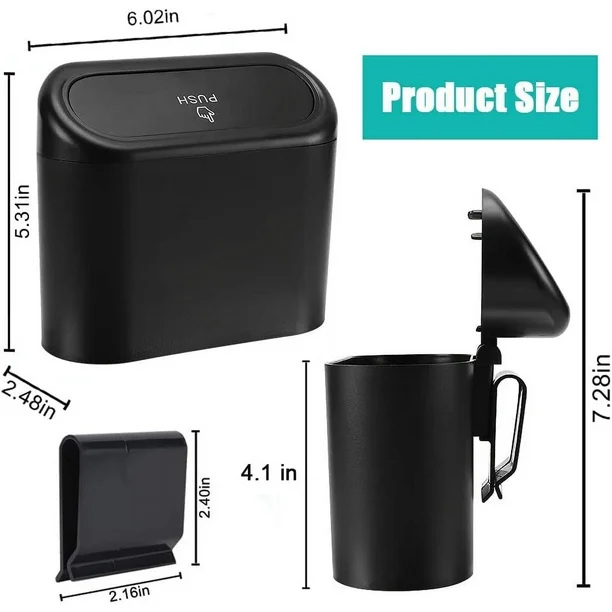 Car Trash Can, Plastic, Black