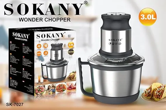 كبة سوكانى ، 3 لتر ، 800 وات ، استانلس ، فضي ،SK-7027N