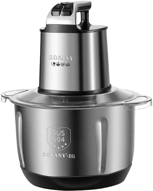 كبة تقطيع الخضروات واللحوم سوكانى ، 5.5 لتر ، 1000 وات ، شفرة اضافية، استانلس ، فضي ،SK-7077N