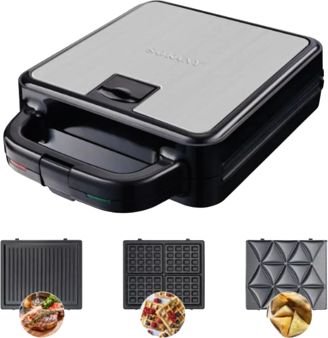 Sokany Sandwich Maker, 1400W, 3 in 1, Black, SK-08064N
