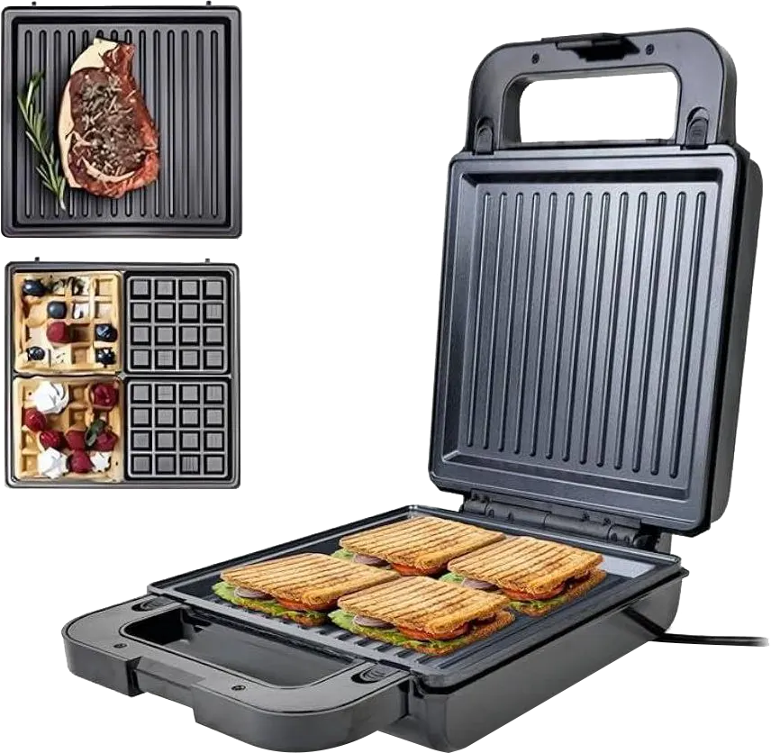 Sokany 2-in-1 Waffle Maker and Grill, 1400W, Black, SK-08119N