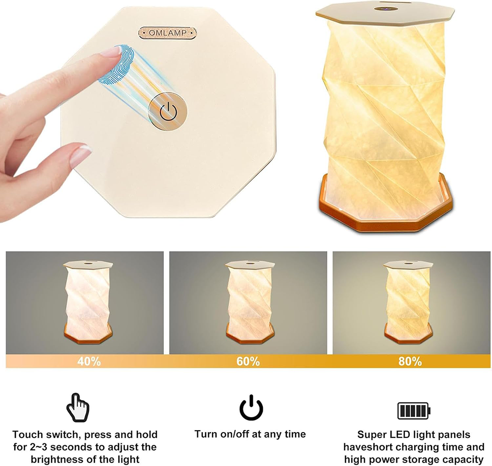 Desk Lamp, Touch Control, Foldable, LED Lighting, Rechargeable, White, 12-13