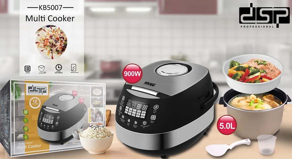 حلة أرز كهربائية دي اس بي، 5 لتر،900 وات، أسود، KB5007