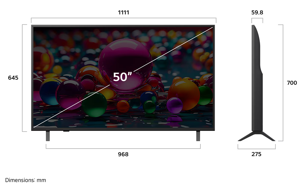 LG Smart TV, 50 inch, LED, 4K UHD, Built-in Receiver, Wi-Fi, 50UA85006LA, Model (2025)