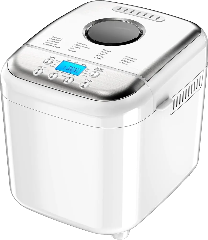 ماكينة صنع الخبز دي اس بي ، 600 وات، سعة حتى 1 كيلو ، شاشة رقمية ، ألمونيوم ، لون أبيض ، موديل KC3049