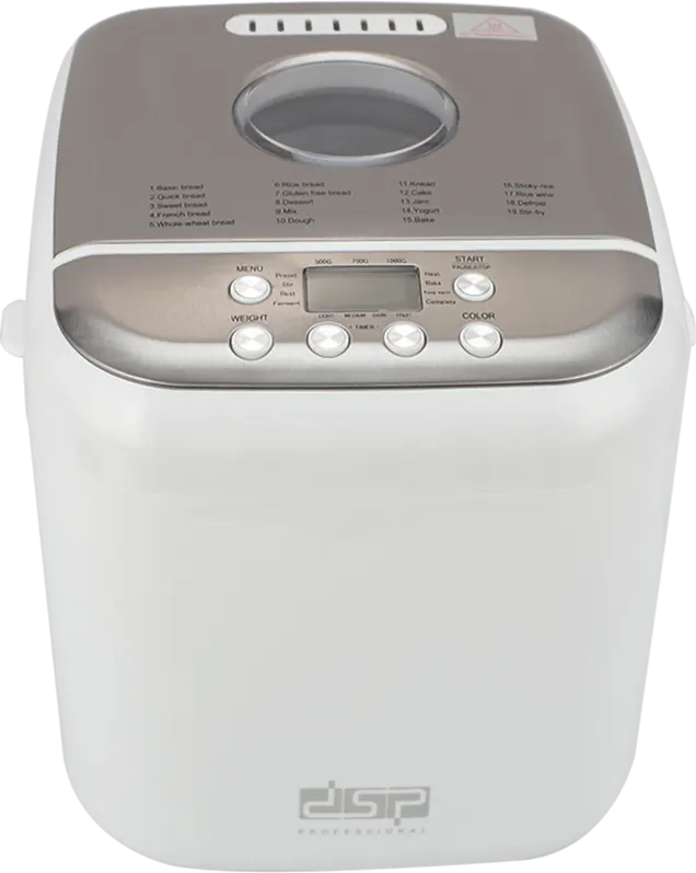 ماكينة صنع الخبز دي اس بي ، 600 وات، سعة حتى 1 كيلو ، شاشة رقمية ، ألمونيوم ، لون أبيض ، موديل KC3049