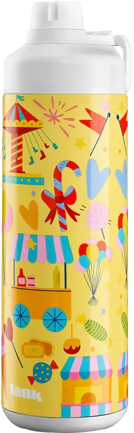 Tank Super Cool Graphics Water Bottle, 650ml, Yellow
