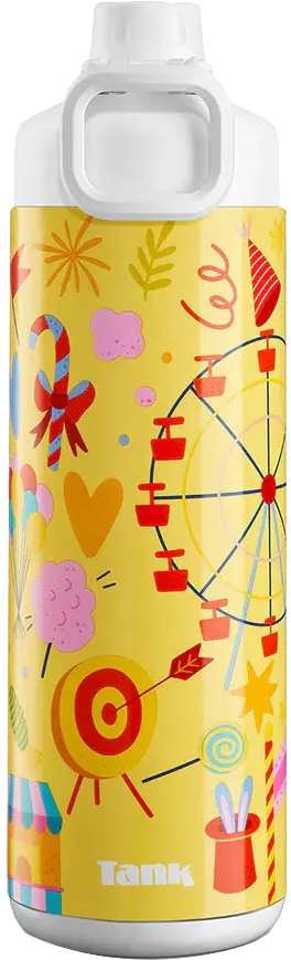 Tank Super Cool Graphics Water Bottle, 650ml, Yellow