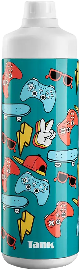 Tank Super Cool Graphics Water Bottle, 650ml, petroleum color