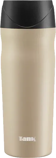 Stainless steel tank thermal mug, safety button, 360 ml, beige color