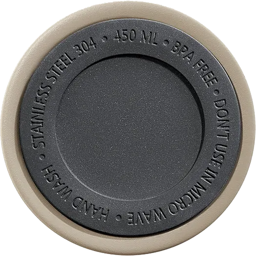 Stainless steel tank thermal mug, safety button, 360 ml, beige color