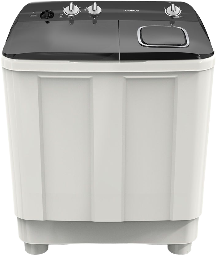 غسالة هاف اتوماتيك تورنيدو ، 10 كيلو، 1200 لفة في الدقيقة، 2 حوض، طلمبة، أبيض*أسود، TMH-HS10CP(WK)