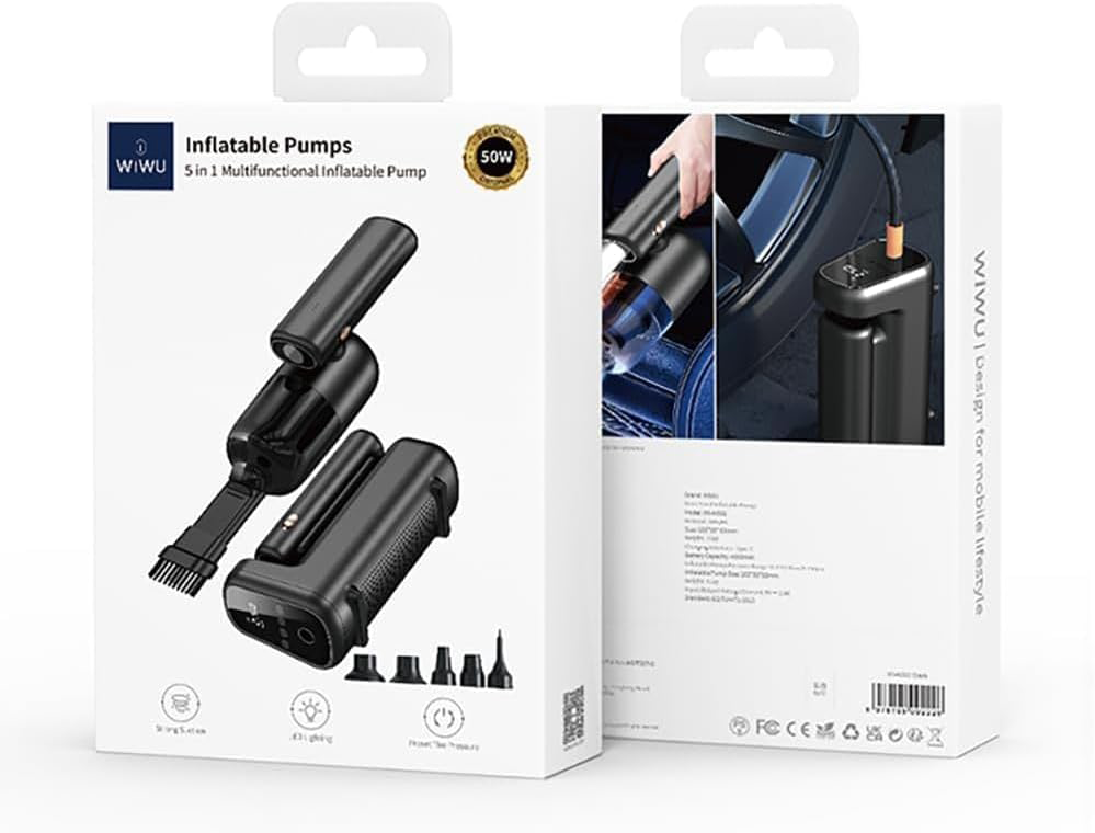 منفاخ هواء من ويوو ، 50 وات، متعدد الوظائف 5 في1 ، شاشة ديجيتال، أسود،  WI-AI002