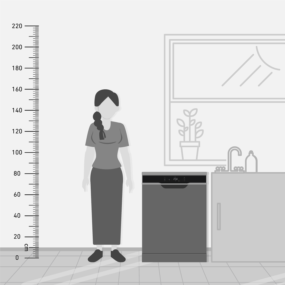 غسالة أطباق شارب، 60 سم، 14 فرد، انفرتر، 10 برامج، شاشة ديجيتال، أسود، QW-V1014A-BK