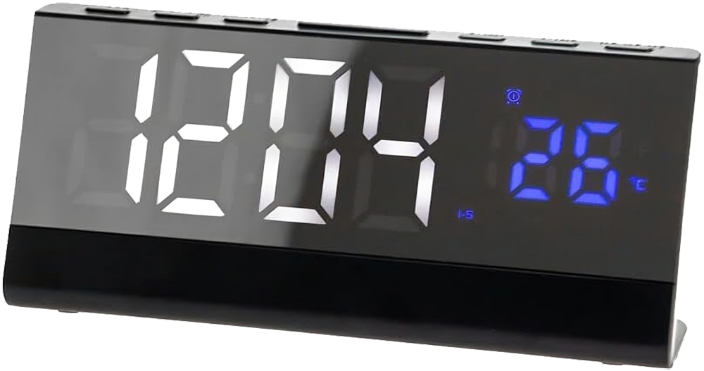 Digital Desk Clock with Alarm and Date Display, Battery Operated and USB Cable, Black, 3678