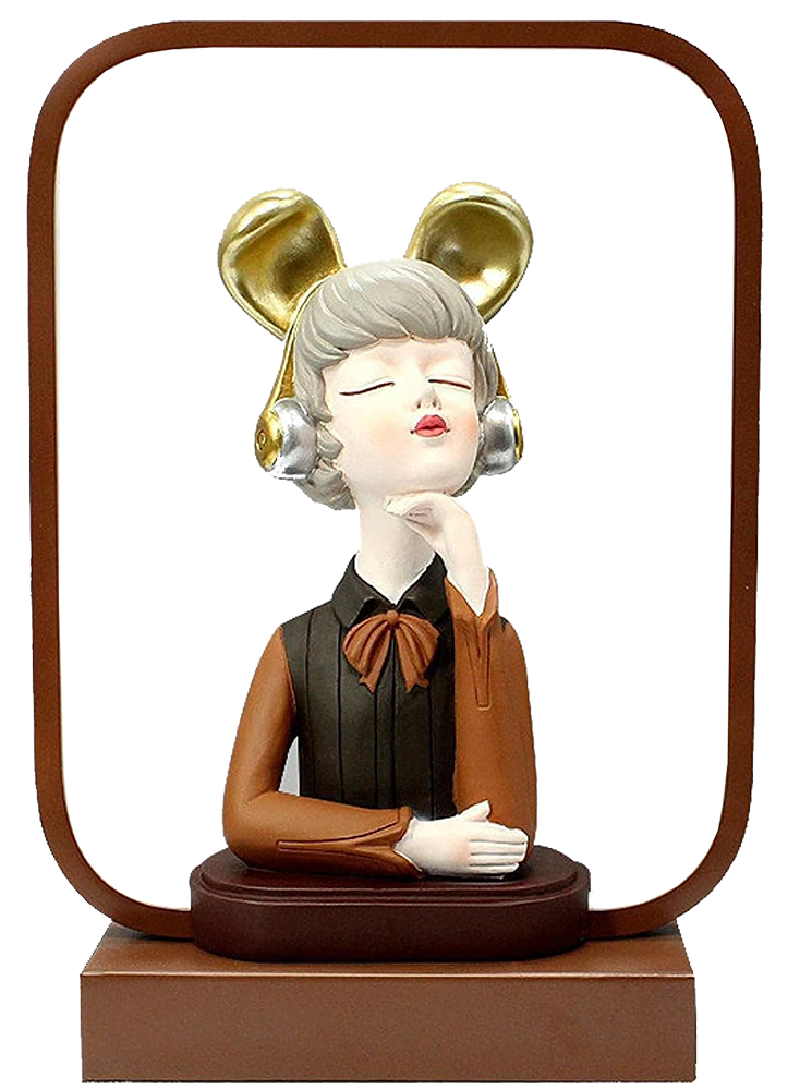 Home and office decor girl shape, warm yellow lighting, model 016-9