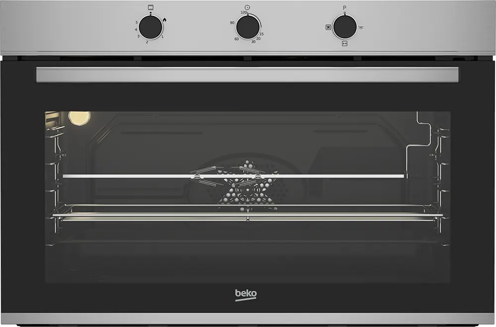 Beko Classic 90cm Built-in Gas Oven, Cooling Fan, Full Safety, Black*Silver, Model BBWHT12106XS