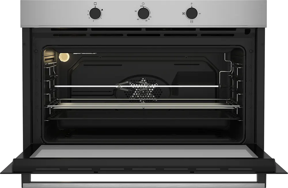 Beko Classic 90cm Built-in Gas Oven, Cooling Fan, Full Safety, Black*Silver, Model BBWHT12106XS