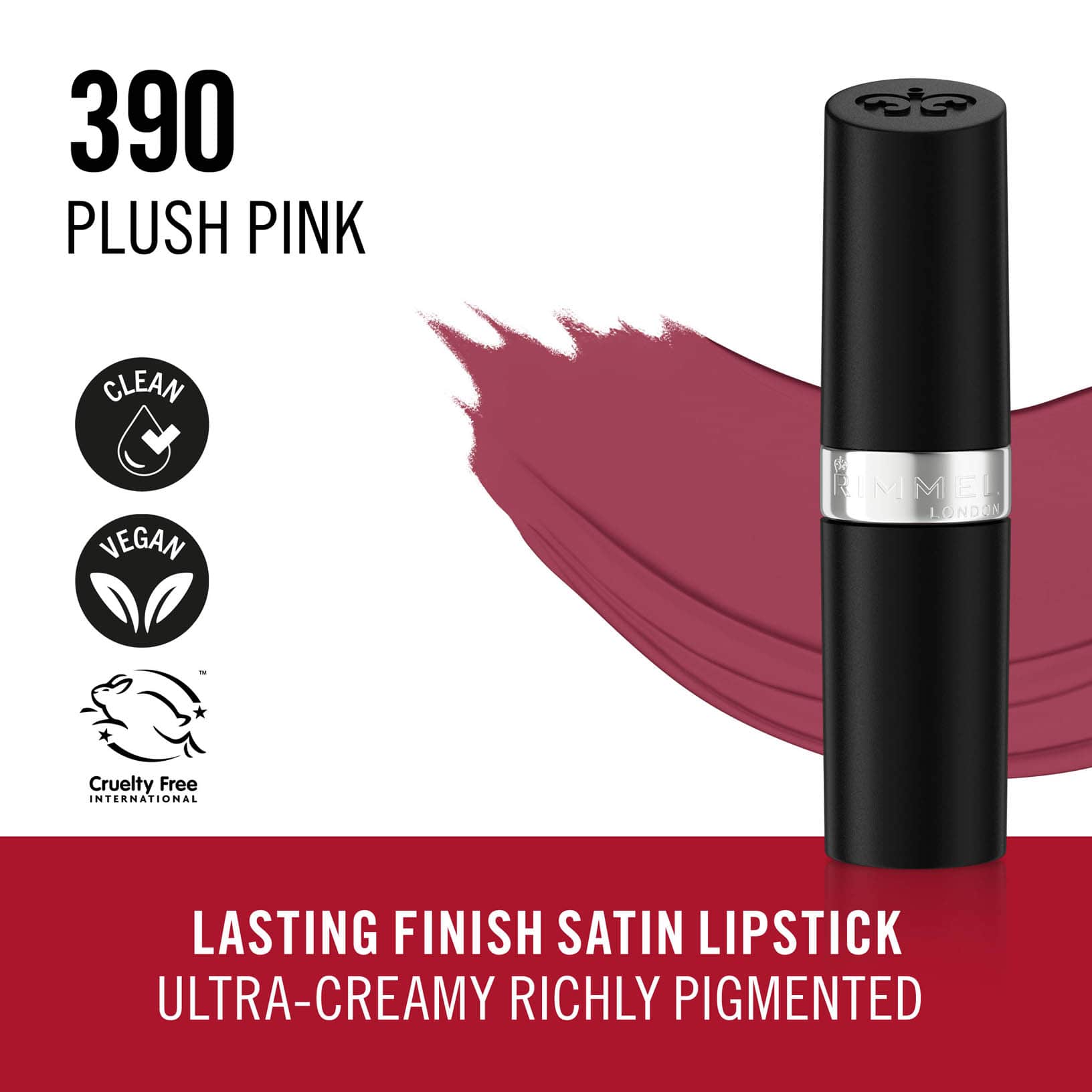 Rimmel Lasting Finish Lipstick, 390 Plush Pink