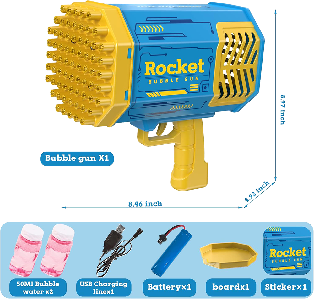 Bubbles Gun, Rechargeable, 69 Bubble Holes, P052