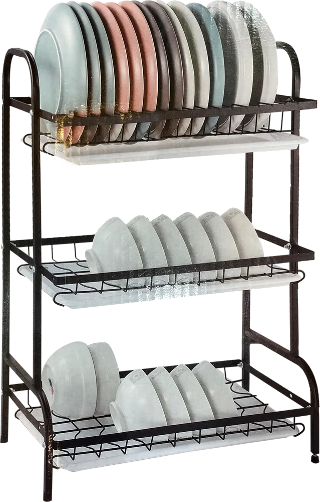 3-Tier Metal Kitchen Cabinet, Black, Model 20-105