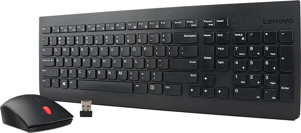 لوحة مفاتيح وماوس لاسلكي لينوفو 510 كومبو ، تصميم مريح ، وزن خفيف ، تعمل ببطارية ، أسود