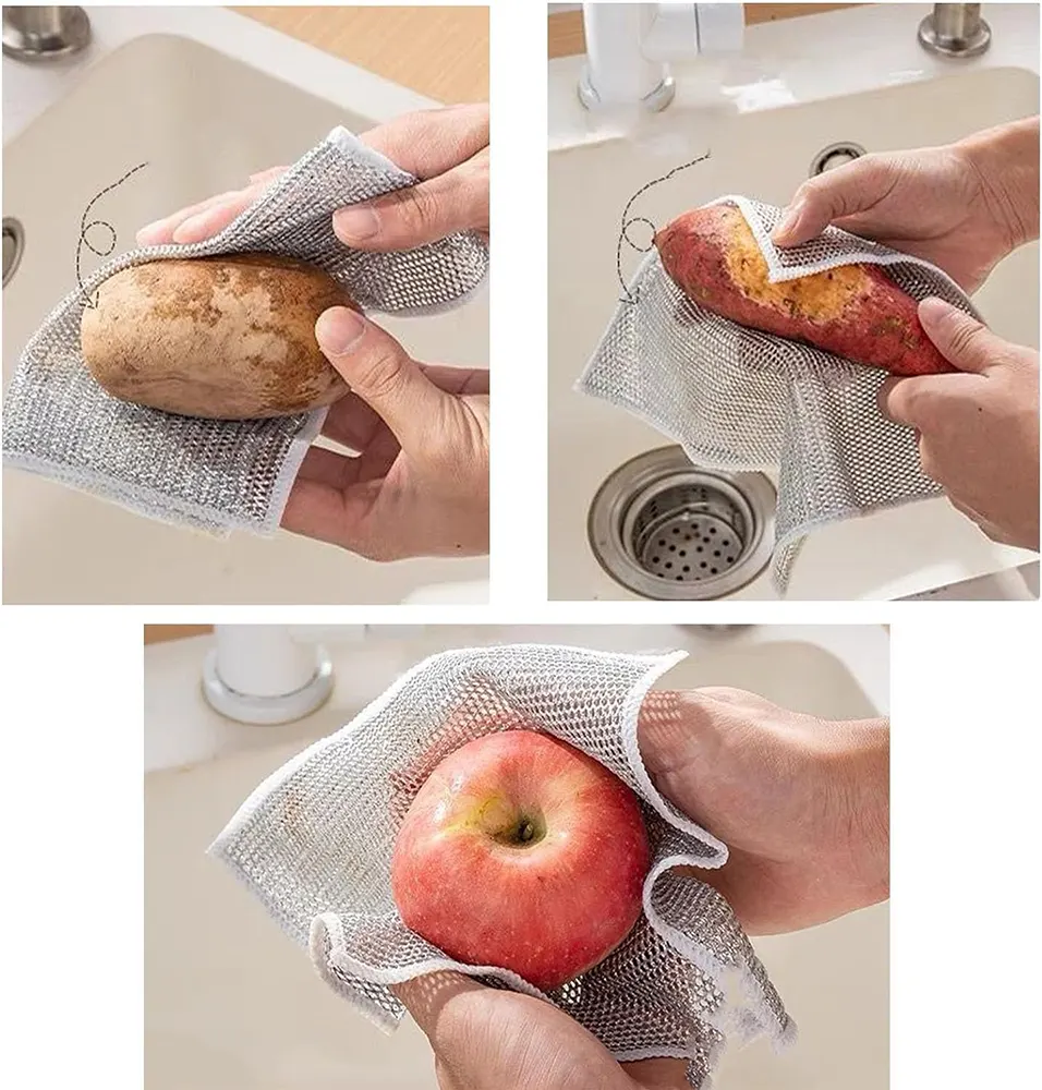 قطعة قماش سلكية لغسل الأطباق،  5 قطع