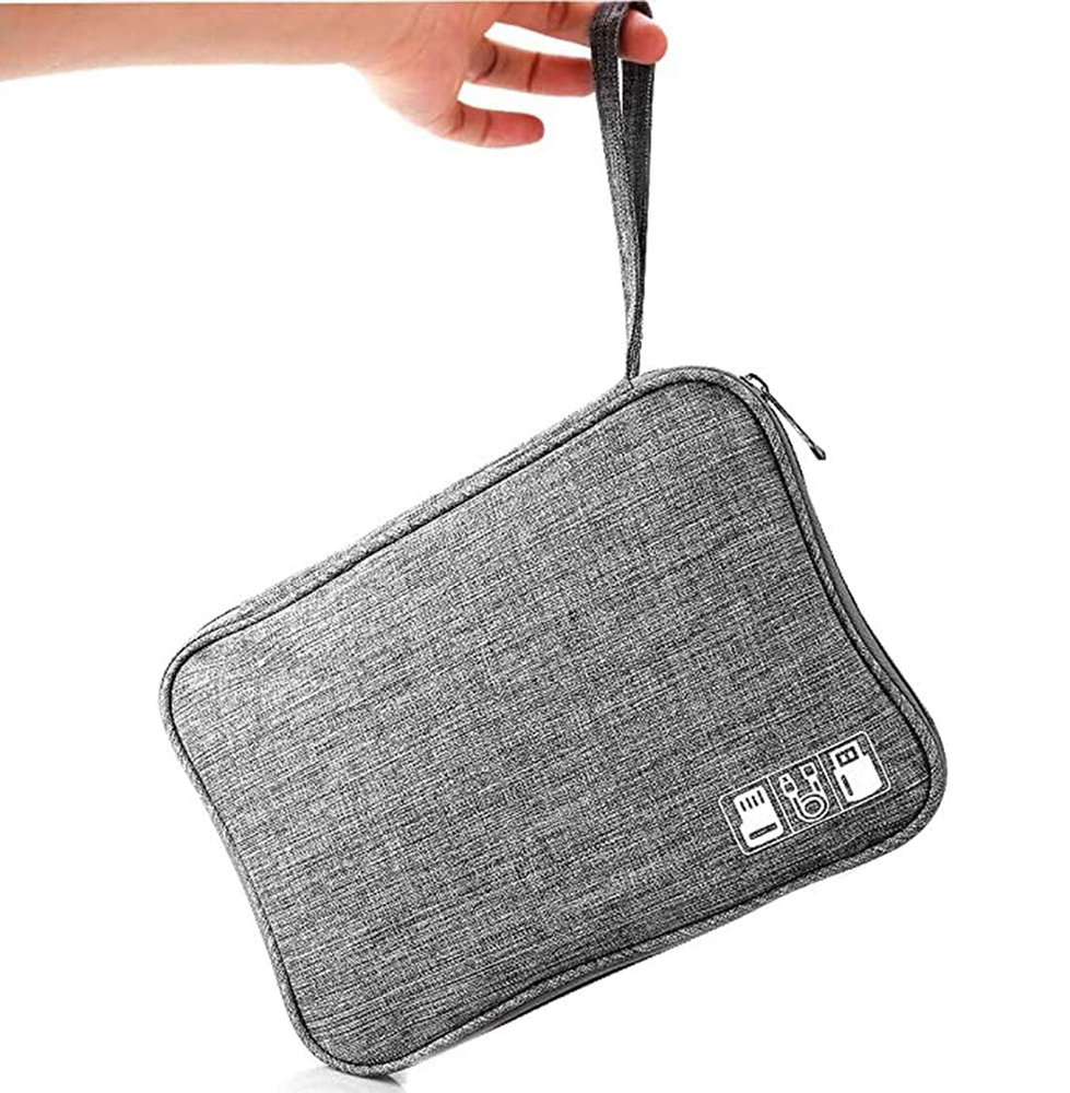 شنطة تنظيم شواحن واكسسوارات الكترونية، رمادي