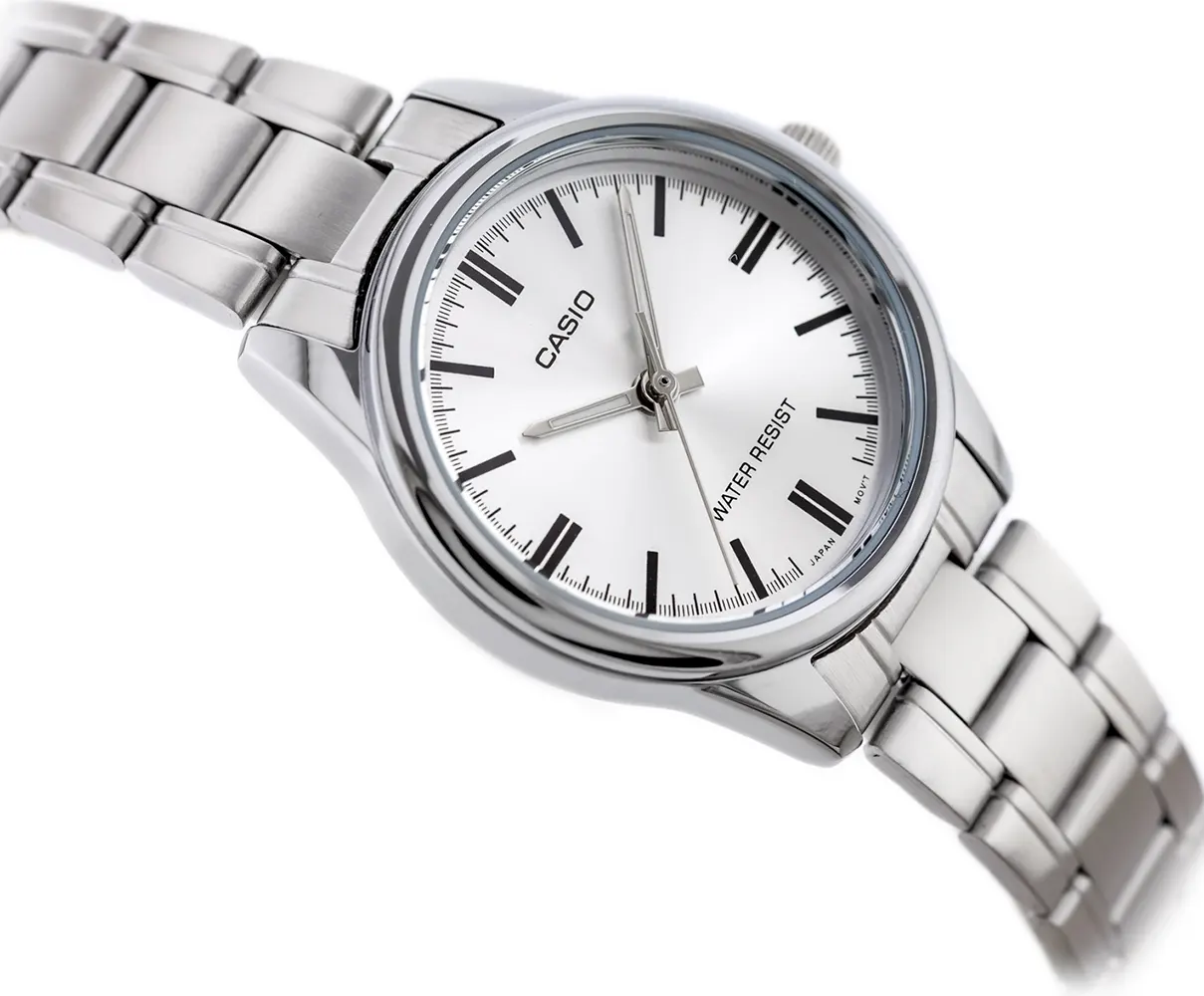 Casio Women's Watch, Silver Dial, Round Hands, Silver Stainless Steel Band, Analog Wrist Watch, Silver, Ltp-V005D-7A