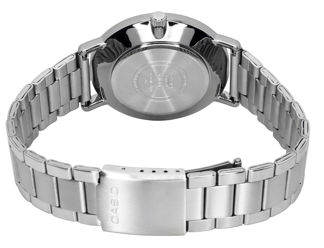 ساعة كاسيو للرجال، مينا خضراء ، عقارب دائرية، سوار ستانلس ستيل فضي، ساعة يد تناظرية، فضي، MTP-VT03D-3BDF