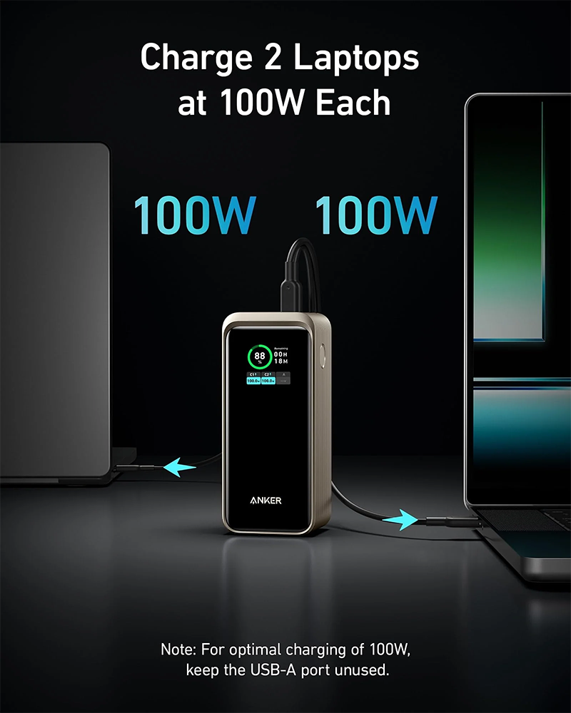 Anker Prime Power Bank, 20000mAh, 200W Fast Charging, Smart Digital Display, Golden, A13360B1