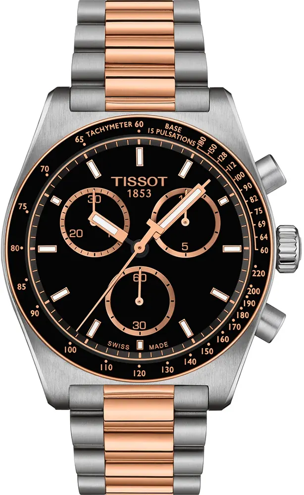 Tissot Men's Watch, Black Dial, Round Hands, Silver Stainless Steel Bracelet In Rose Gold, Analog Wrist Watch, Silver, T149.417.22.051.01
