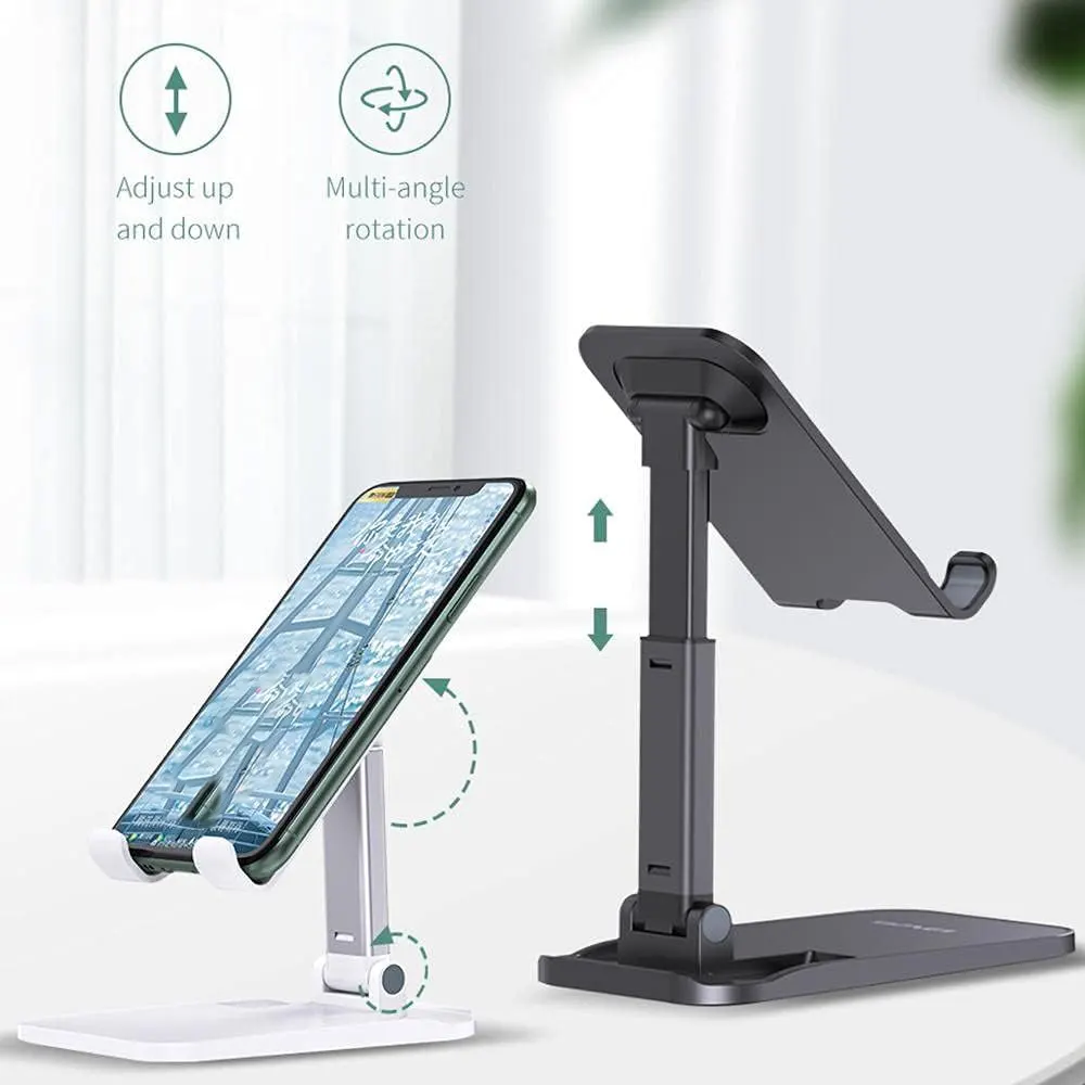 حامل موبايل قابل للطي جودس، ارتفاع قبال للتعديل ، لون أبيض-أسود، موديل GD-HD707