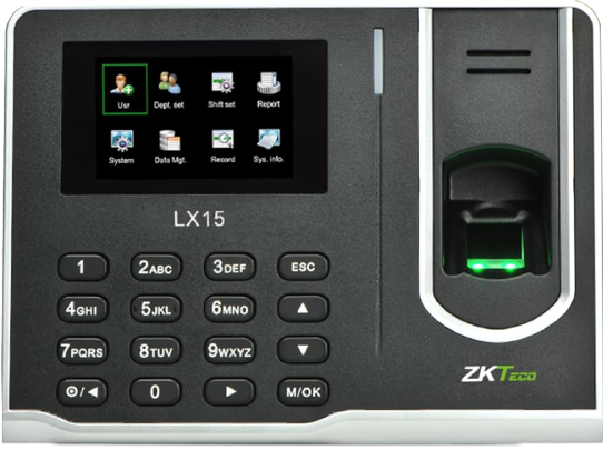 ZKTeco Fingerprint Time Attendance Machine, 50,000 Time Attendance, Black, LX15