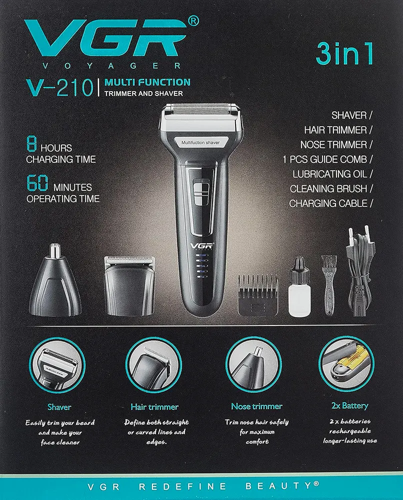 VGR Electric Hair Clipper for men, Black, V-210