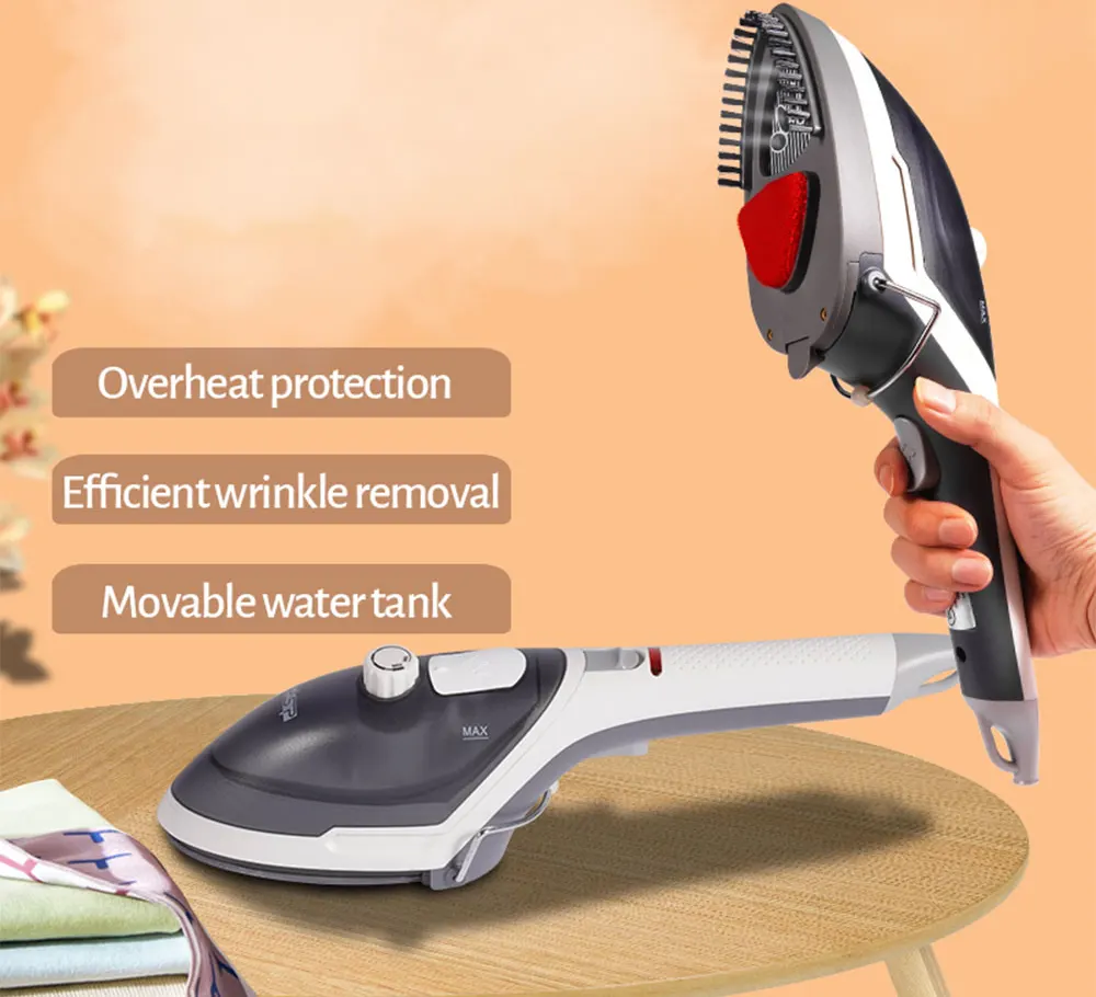 مكواة ملابس بخار محمولة دي اس بي، 1000 وات ، قاعدة سيراميك، اسود* أبيض، KD1095
