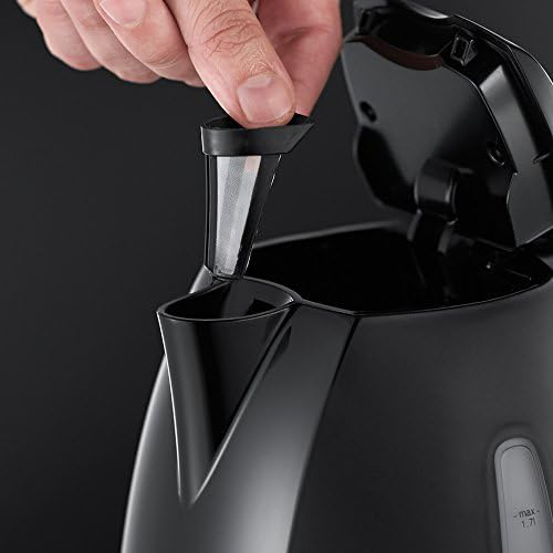 Russell Hobbs Textures Plus Electric Kettle, 1.7L, 2400W, Illuminated View Window, Matte Black, 22591-70