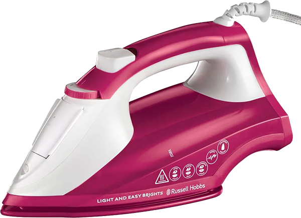 Russell Hobbs Light & Easy Brights Berry Steam Iron, 2400W, 240ml Tank, Ceramic Soleplate, Pink, 26480-56