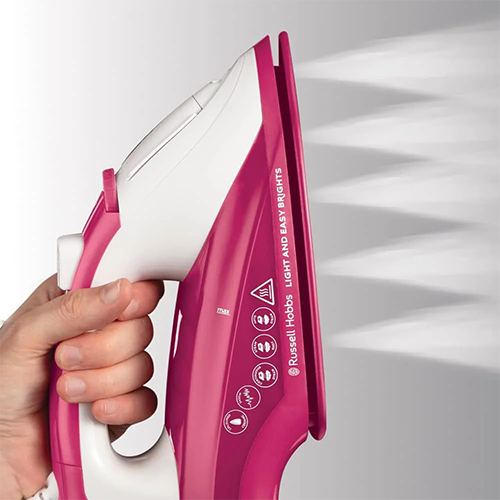 Russell Hobbs Light & Easy Brights Berry Steam Iron, 2400W, 240ml Tank, Ceramic Soleplate, Pink, 26480-56