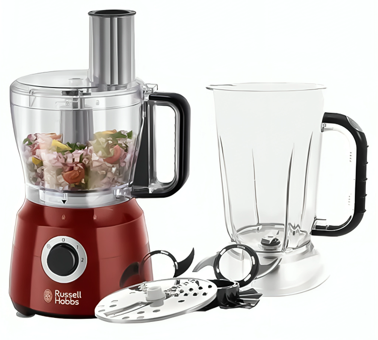 Russell Hobbs Desire Food Processor, 600 Watts, 1.5 Liter Bowl Capacity, 2 Speeds, Red, 24730-56