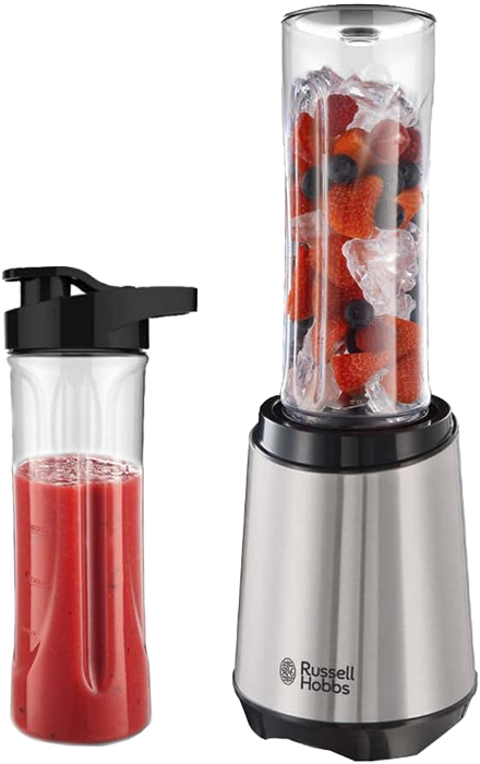 Russell Hobbs Mix & Go Personal Blender, 300 Watts, 2 x 600ml Bottles, Silver-Black, 23470-56