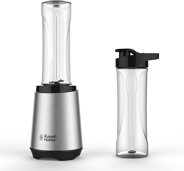 Russell Hobbs Mix & Go Personal Blender, 300 Watts, 2 x 600ml Bottles, Silver-Black, 23470-56