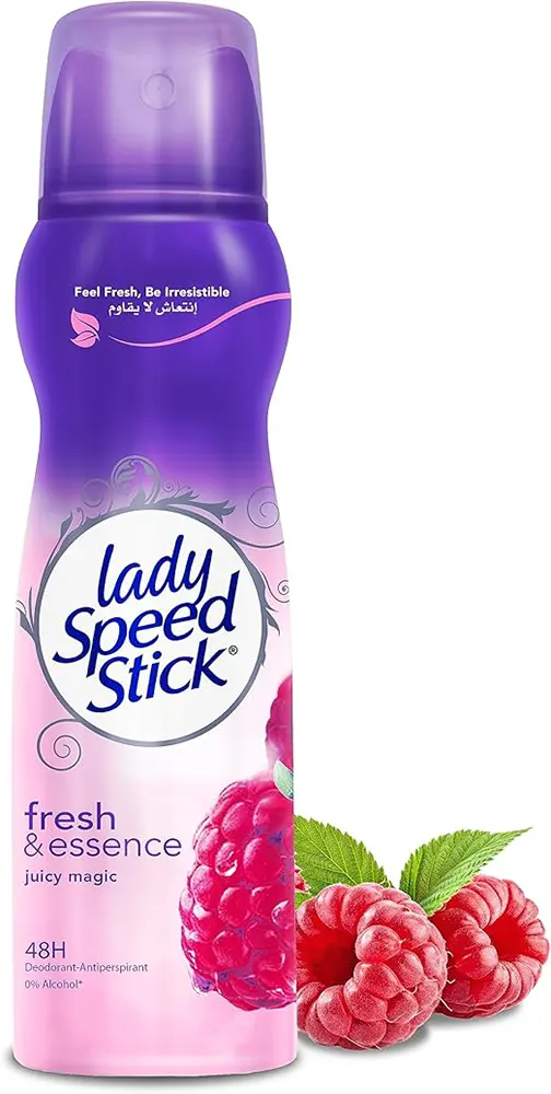 Lady Speed ​​Stick Deodorant Spray For Unisex Fresh & Essence, 150 Ml Raspberry