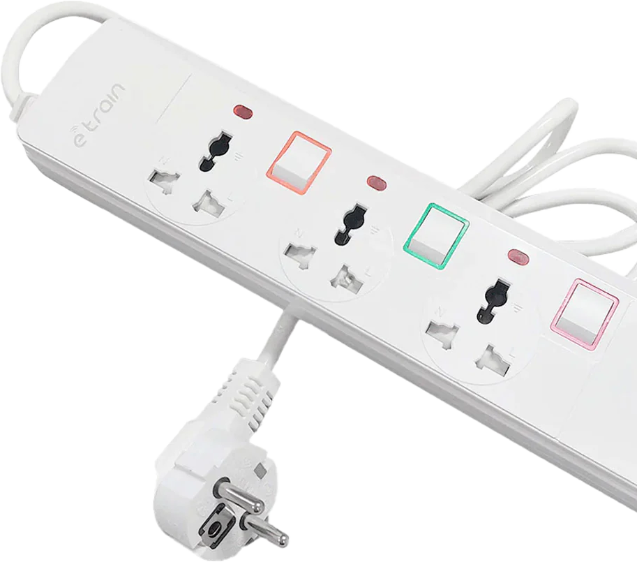 Eterin Power Strip, 2500W, 3 Outlets, 16A, White, PS073