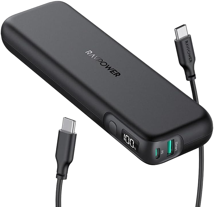 باور بانك راف باور بي دي بايونير، 15,000 مللي أمبير، شحن سريع 30 وات، 2 منفذ، أسود، RP-PB203