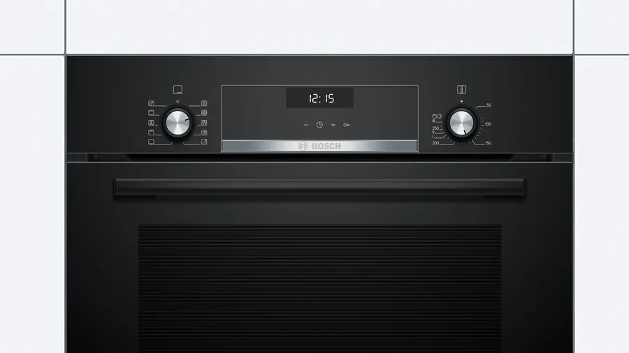 Bosch Series 6 Built-in Oven, 60 cm, 66 L , Electric - 2800 W , Digital Display , Timer , Black , HBJ558YB0Q