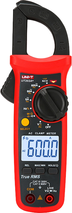 بنسة قياس التيار الرقمية من يوني تي، شاشة lcd مضيئة، أحمر، +UT-202A
