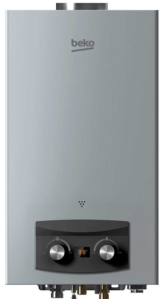 Beko Gas Water Heater, 10 Liters, Natural Gas, Digital Display, Silver , BGWH 10LS